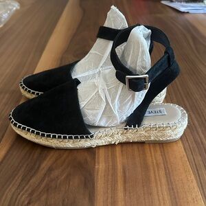 Steve Madden Black Ankle Strap Espadrilles